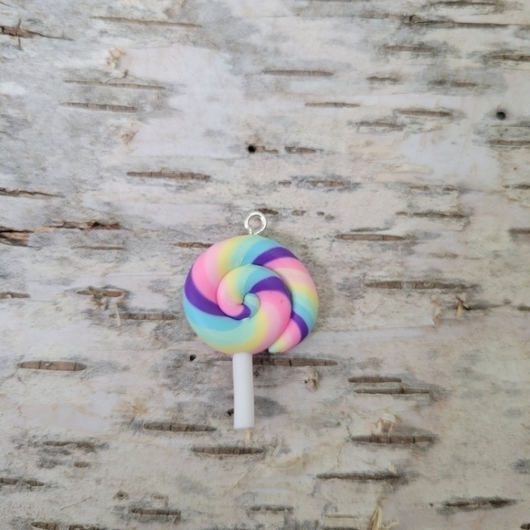 NEW Handmade Polymer Clay Big Pendants, Lollipop, Colorful - Picture 7 of 10